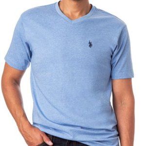 U.S. Polo Assn. Men's Short Sleeve V-Neck Tee (Vista Blue Heather)
